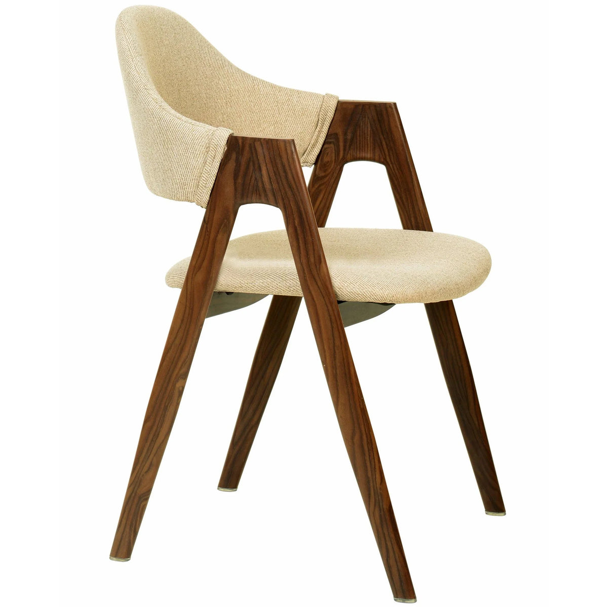 Savor Dining Chair in Polyester with Curved and Open-Back Design in Brown - Elax Furniture