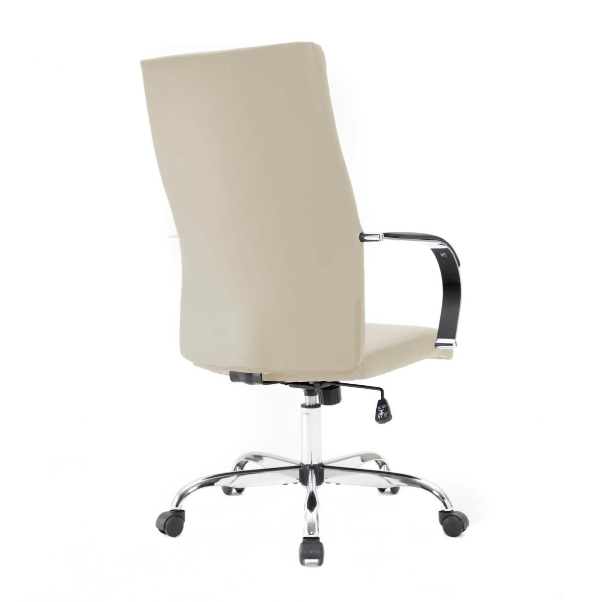 Sonora High-Back Leather Office Chair in Chrome Steel Base Tan Office Chair Leisuremod