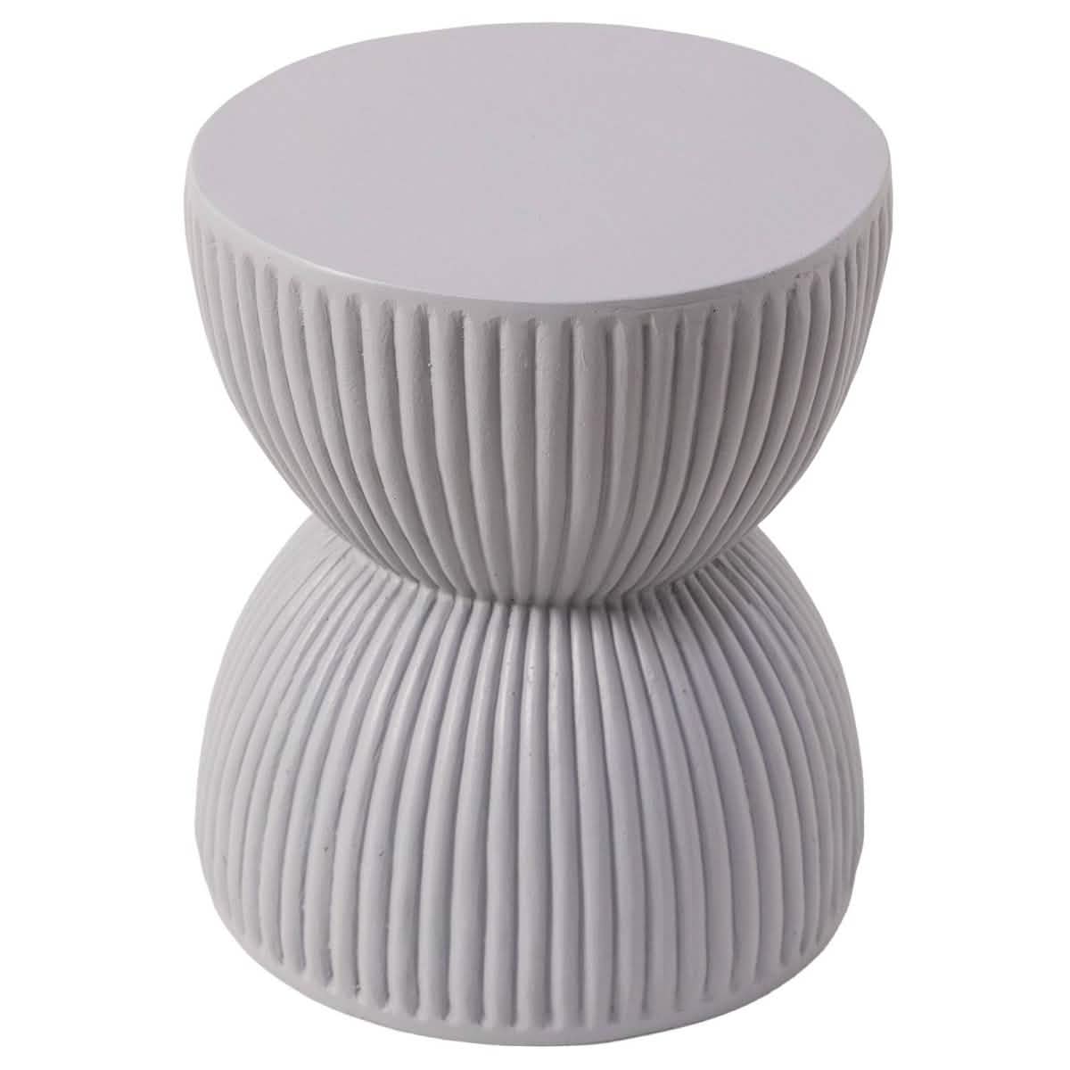 Spire 15" Wide Round Side Fiberstone Table With Hourglass Design Grey Side Table Leisuremod