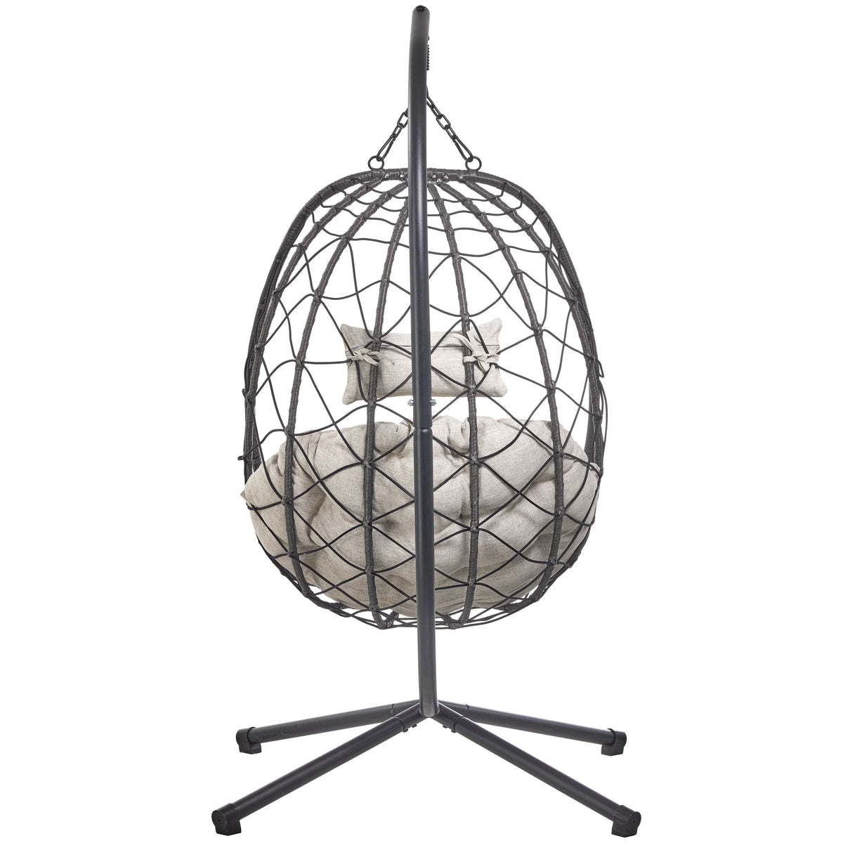 Summit Outdoor Single Person Egg Swing Chair in Grey Steel Frame With Removable Cushions - Elax Furniture