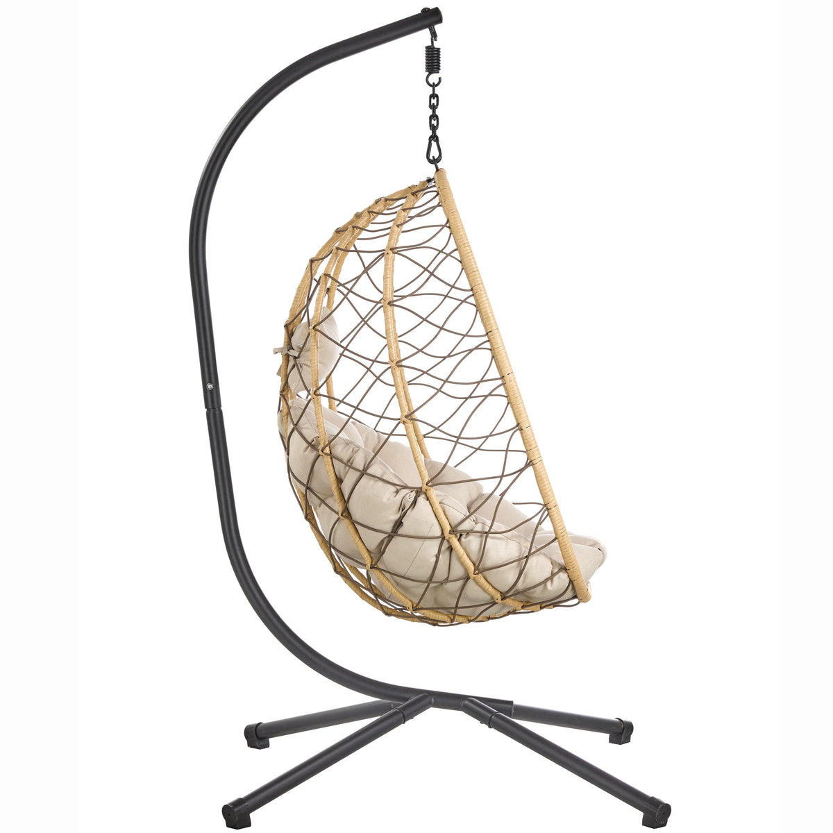Summit Outdoor Single Person Egg Swing Chair in Grey Steel Frame With Removable Cushions - Elax Furniture