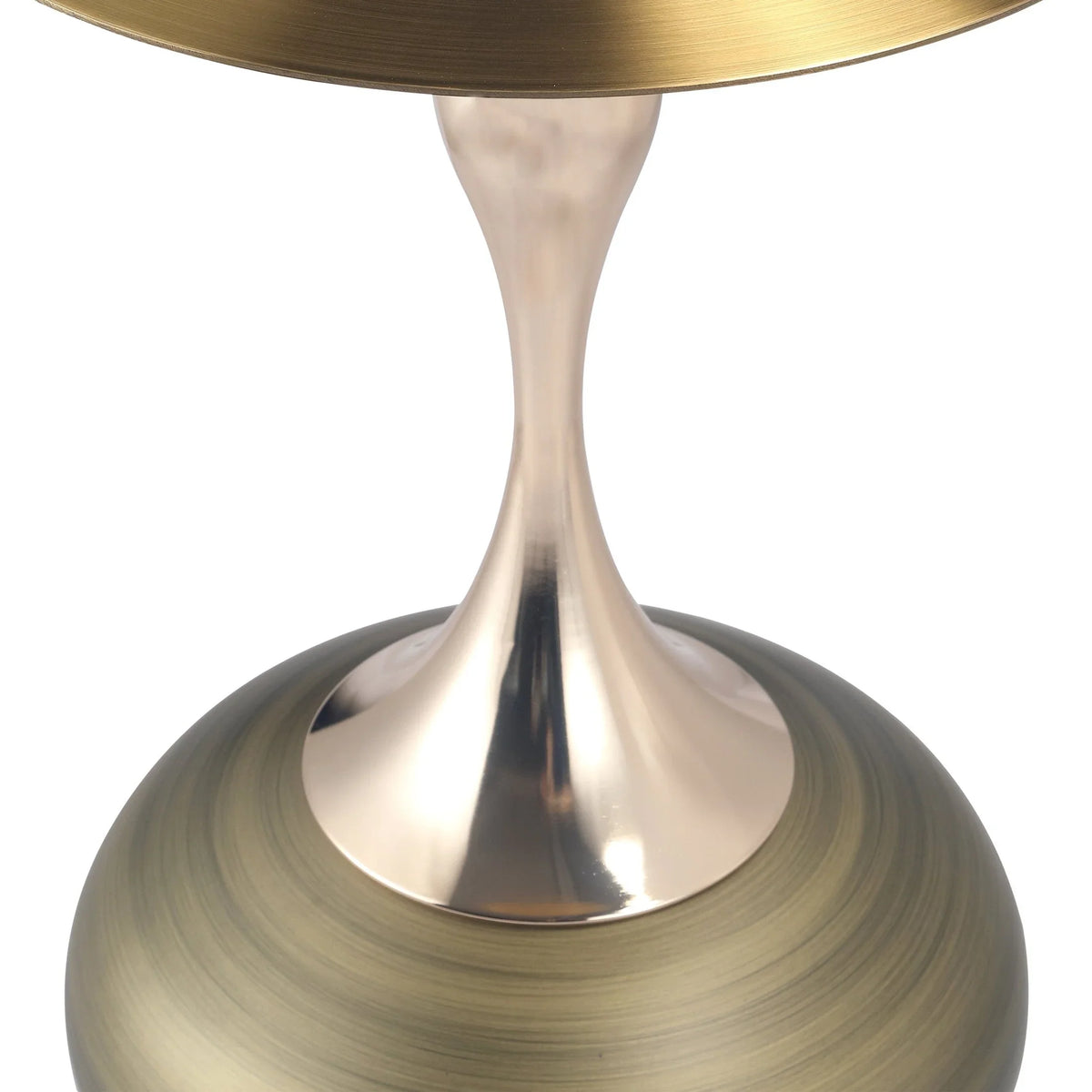 Savoy Wide Side Table with Gold Stainless Steel Top Round Accent Table and Elegant Pedestal Base - Elax Furniture