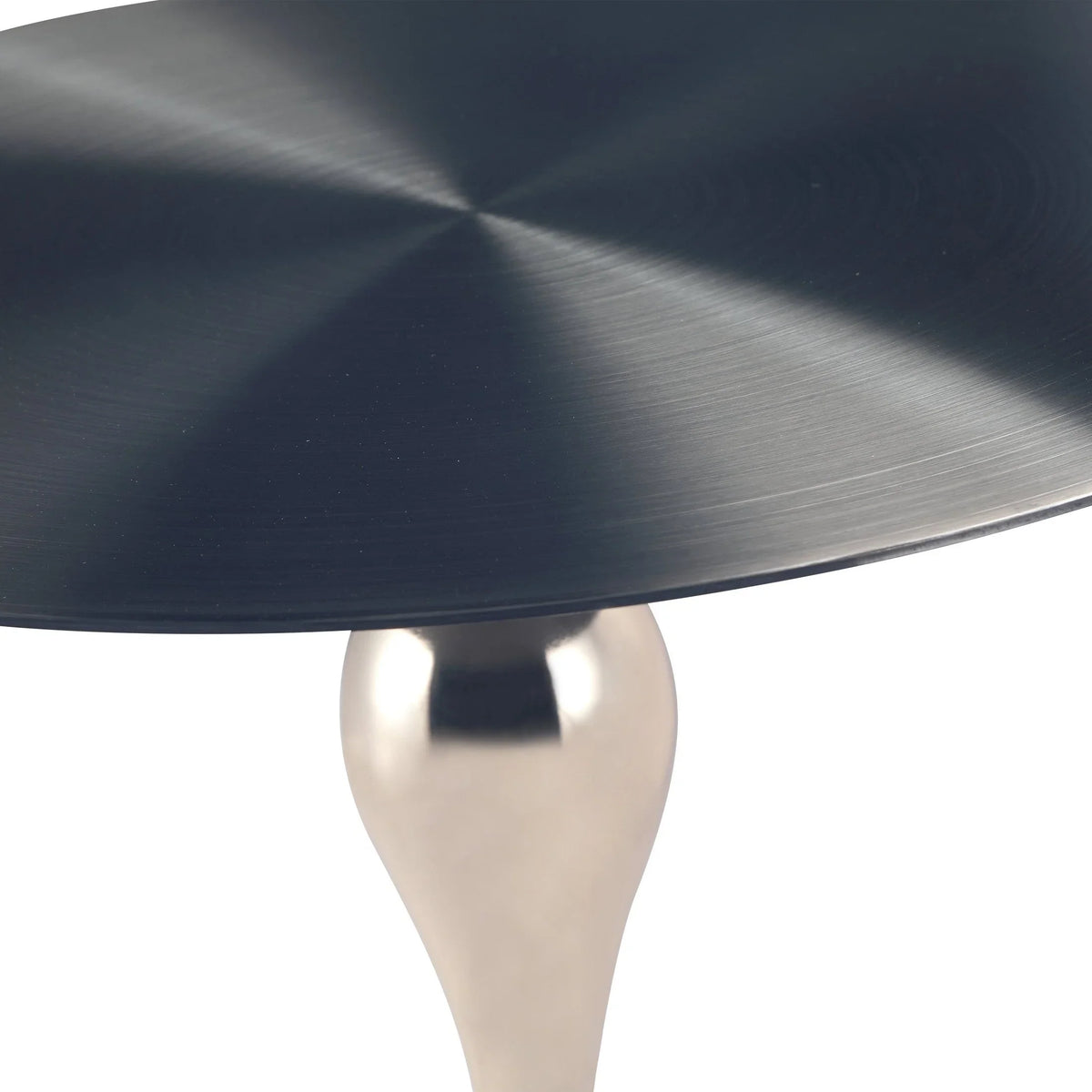 Savoy Wide Side Table with Stainless Steel Top Round Accent Table and Elegant Pedestal Base - Elax Furniture
