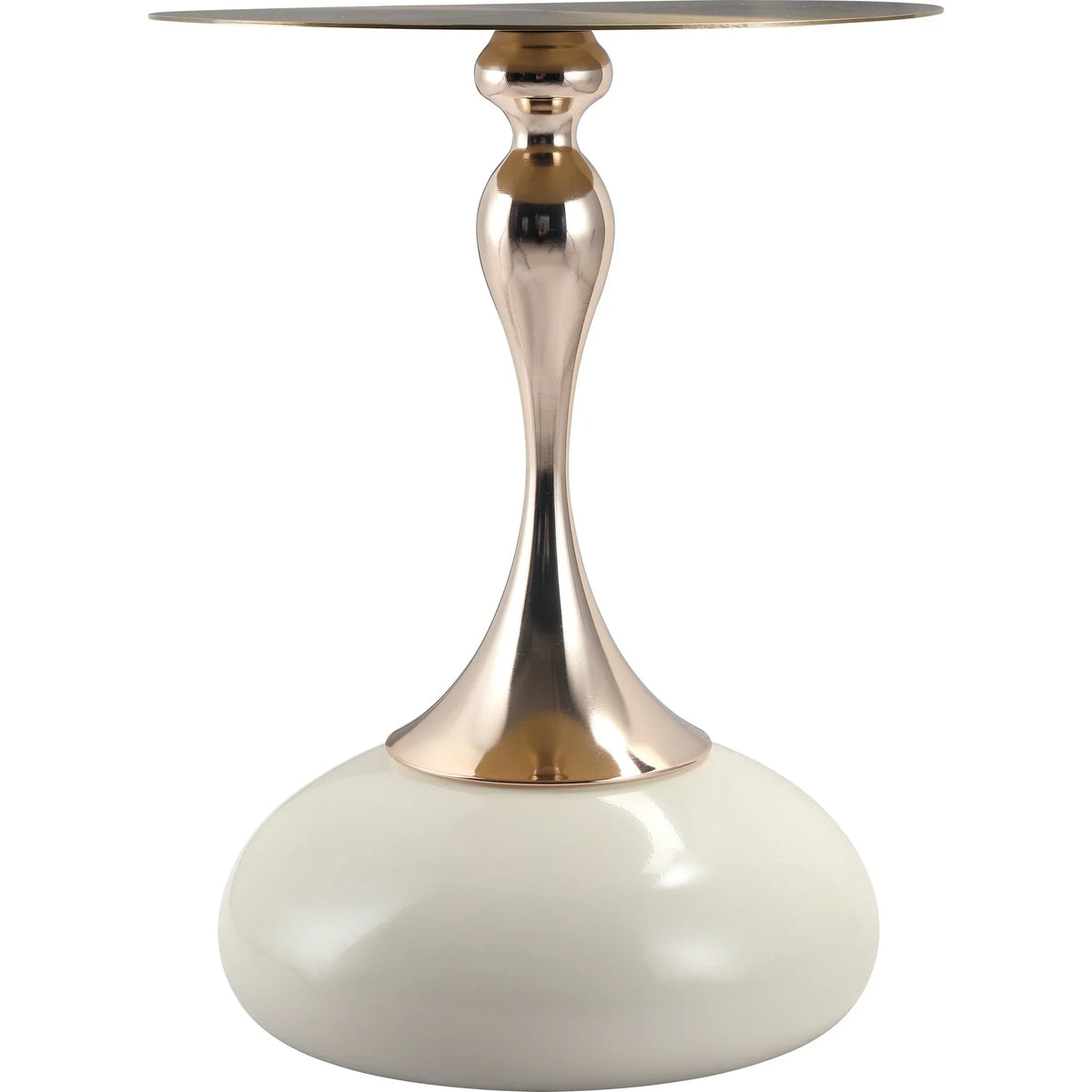 Savoy Wide Side Table with Gold Stainless Steel Top Round Accent Table and Elegant Pedestal Base - Elax Furniture