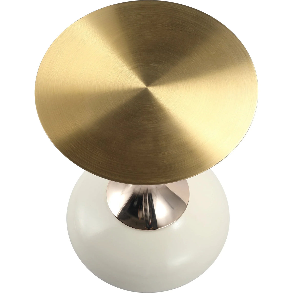 Savoy Wide Side Table with Gold Stainless Steel Top Round Accent Table and Elegant Pedestal Base - Elax Furniture