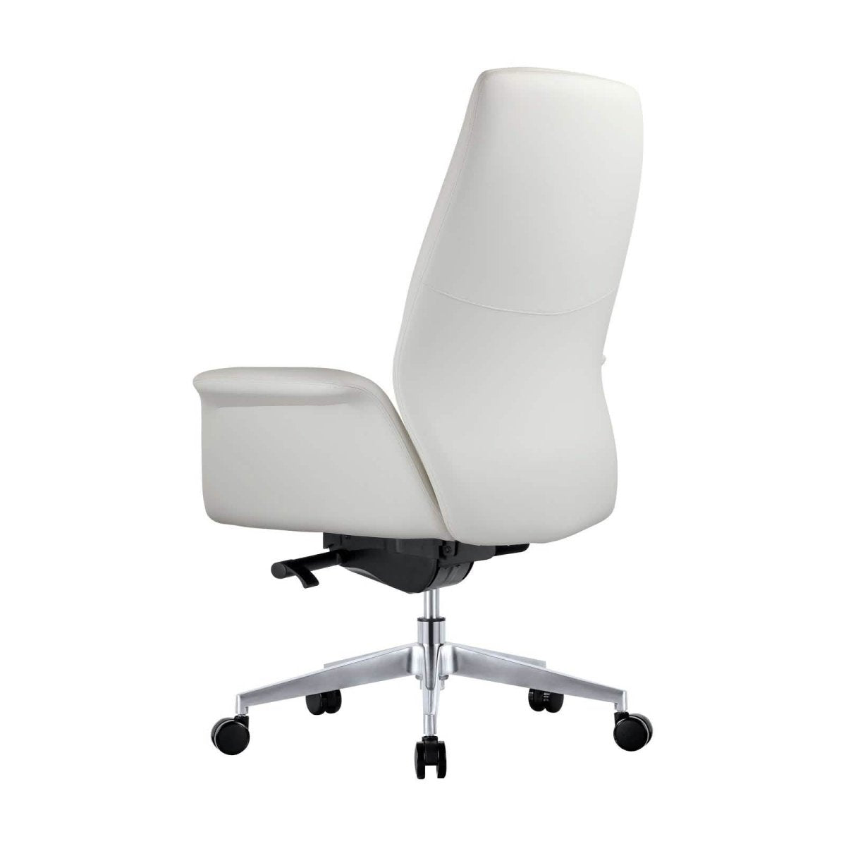 Summit Adjustable Height Leather Conference Office Chair with Swivel and Tilt White Office Chair Leisuremod