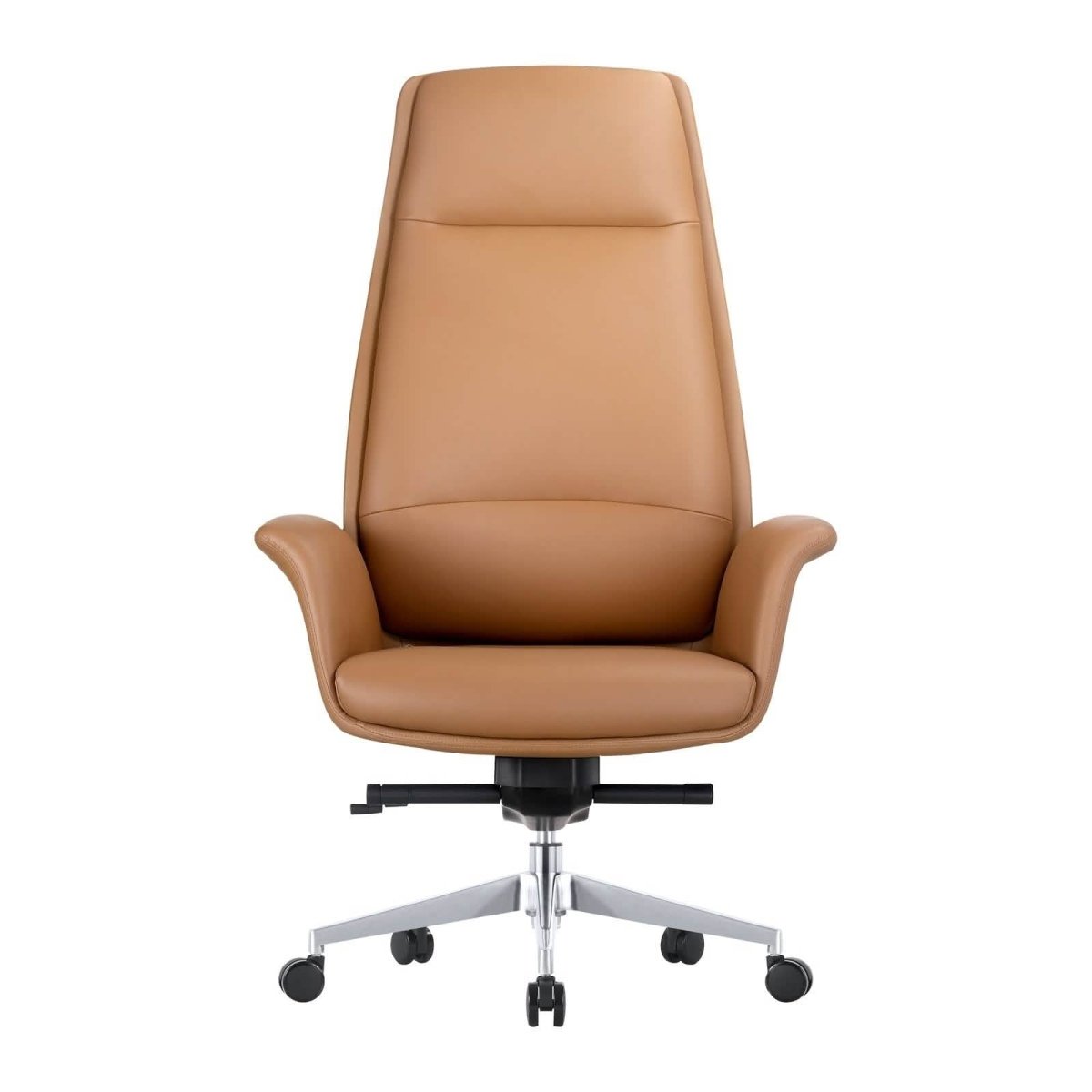 Summit High-Back Conference Office Chair with Aluminum Frame Acorn Brown Office Chair Leisuremod