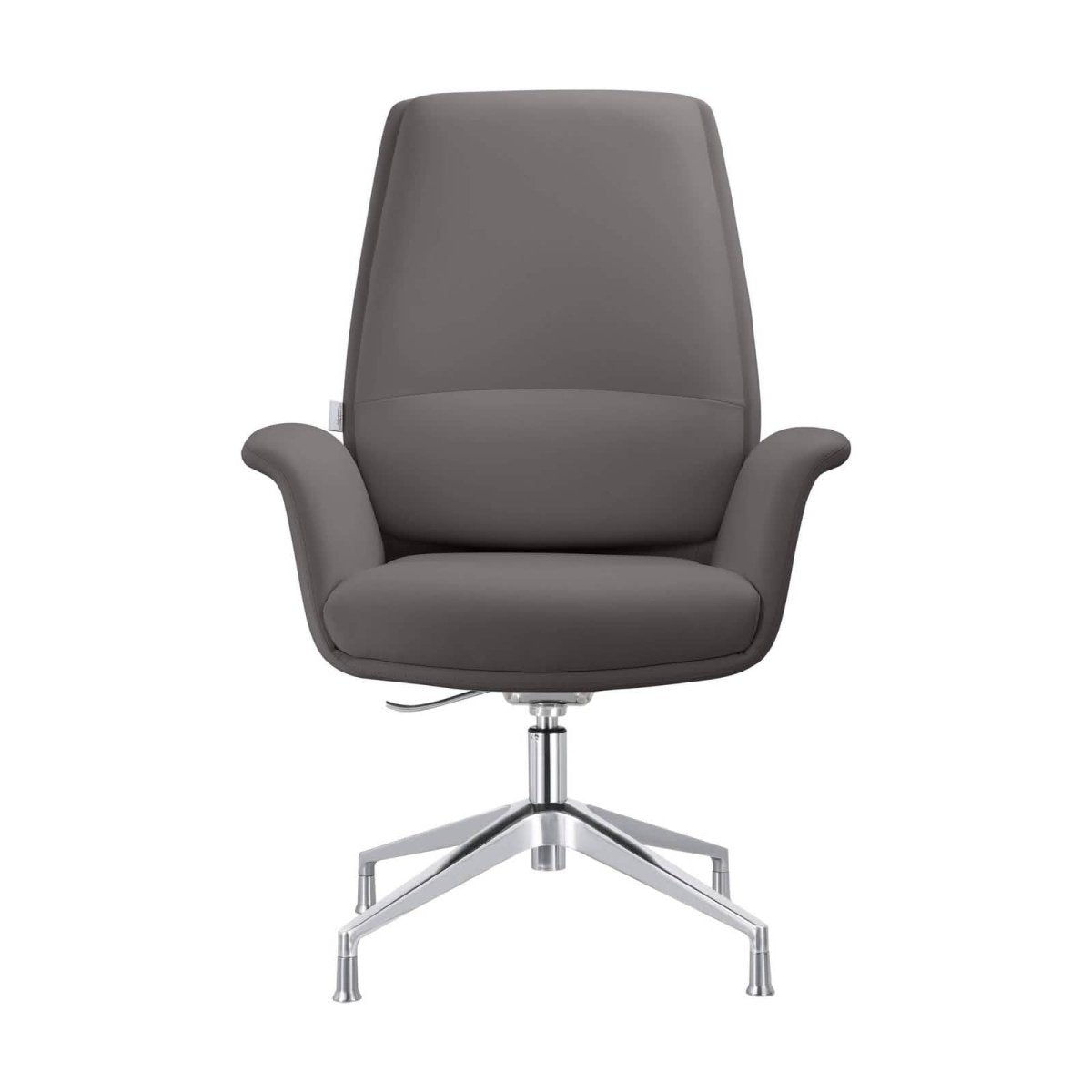 Summit Office Chair in Leather and Aluminum Frame with Adjustable Height and Swivel Grey Office Chair Leisuremod
