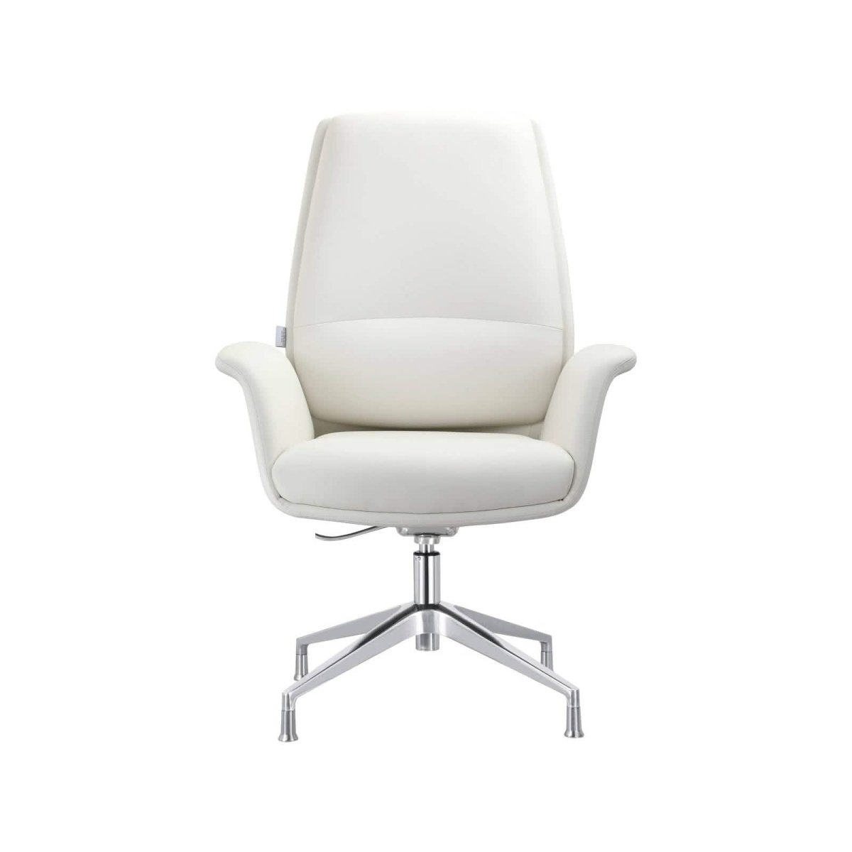 Summit Office Chair in Leather and Aluminum Frame with Adjustable Height and Swivel White Office Chair Leisuremod
