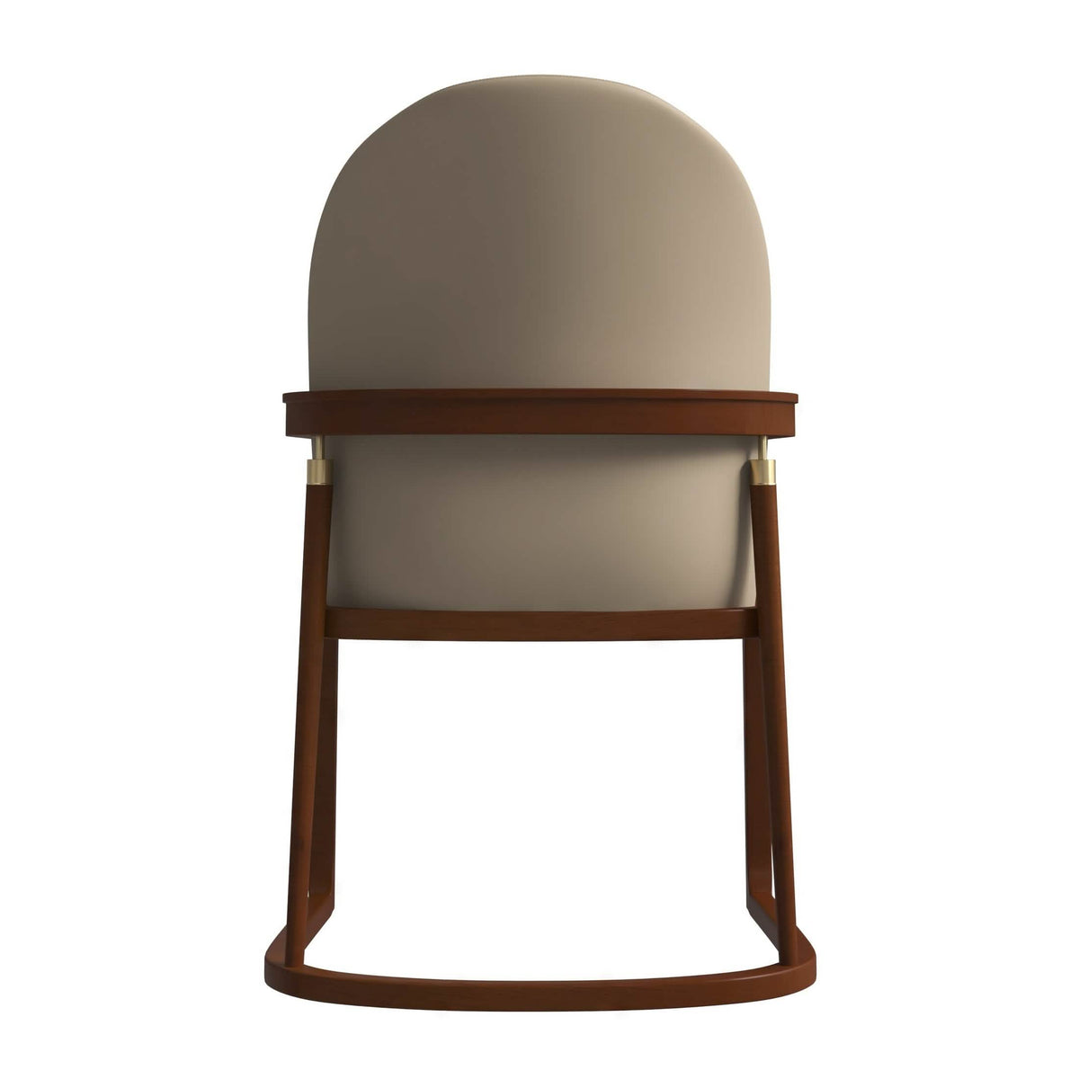 Svelta Dining Chair in Upholstered Leather Accent Arm Chair and Rubberwood Frame and Legs Dark Toupe Dining Chair LeisureMod