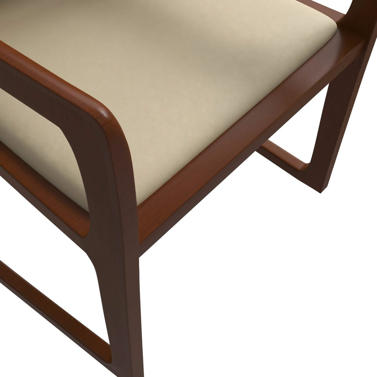 Svelta Dining Chair in Upholstered Leather Accent Arm Chair and Rubberwood Frame and Legs Toupe Dining Chair LeisureMod