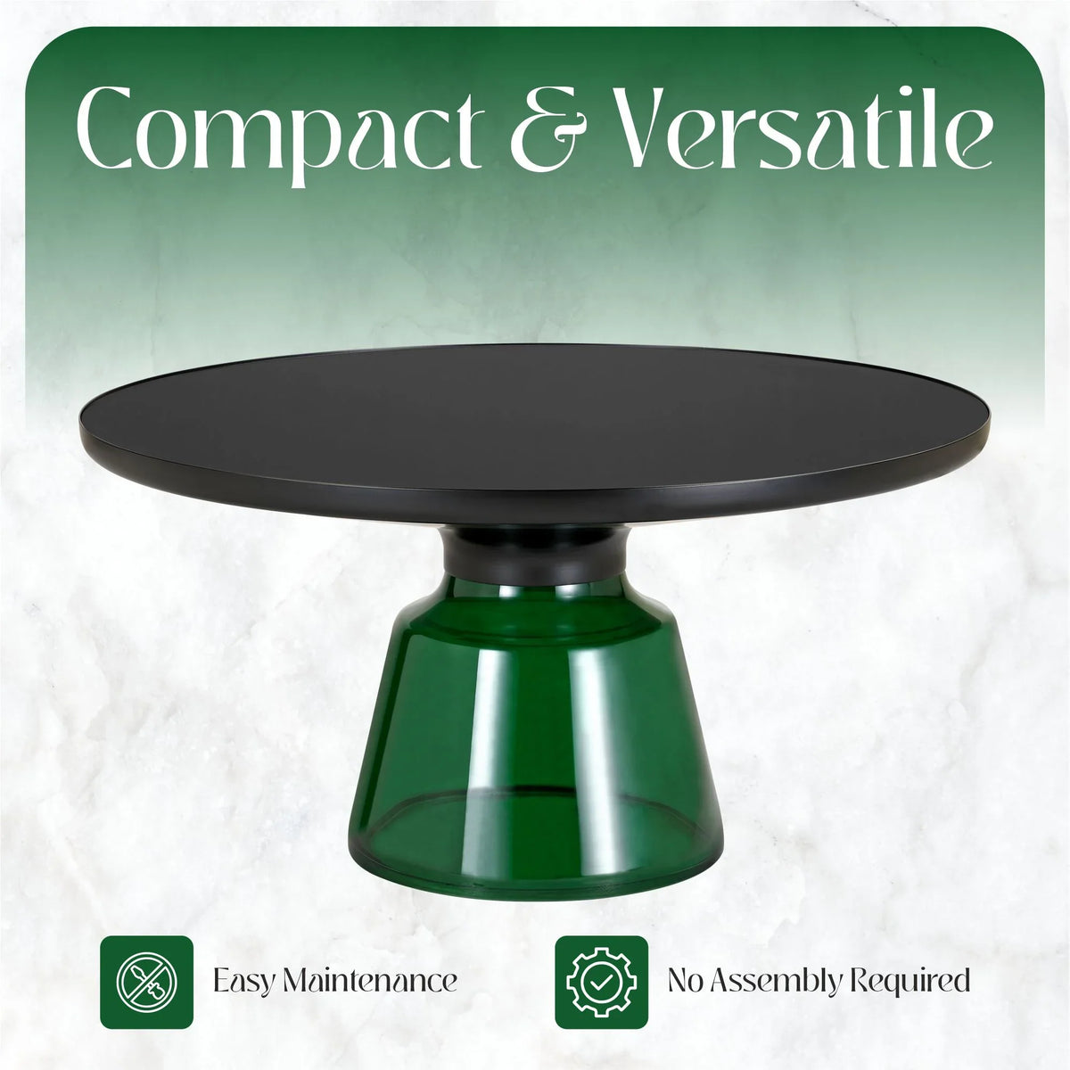 Tully Collection Coffee Table β Black/Gold Rim, Black Glass/Sintered Stone Top - Elax Furniture