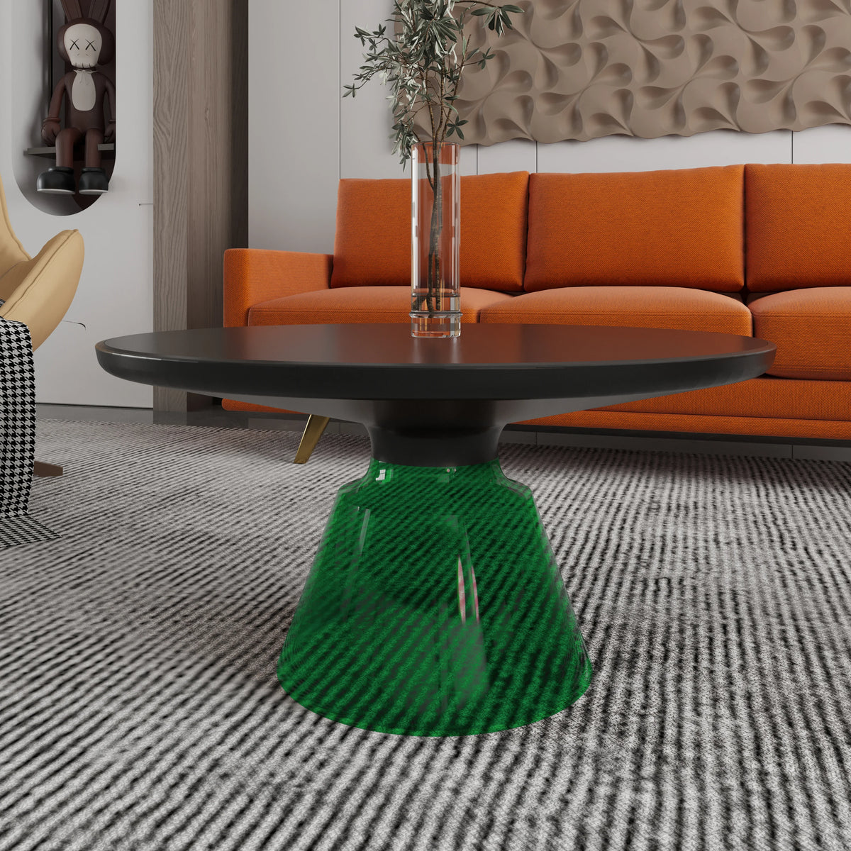 Tully Collection Coffee Table β Black/Gold Rim, Black Glass/Sintered Stone Top - Elax Furniture