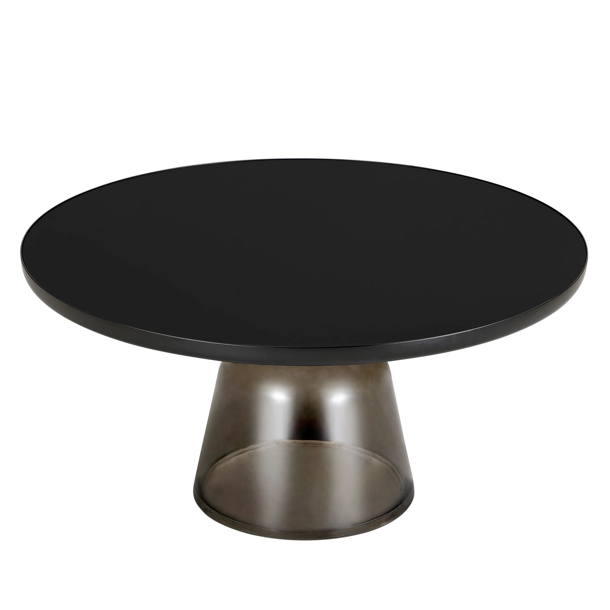 Tully Collection Coffee Table β Black/Gold Rim, Black Glass/Sintered Stone Top - Elax Furniture