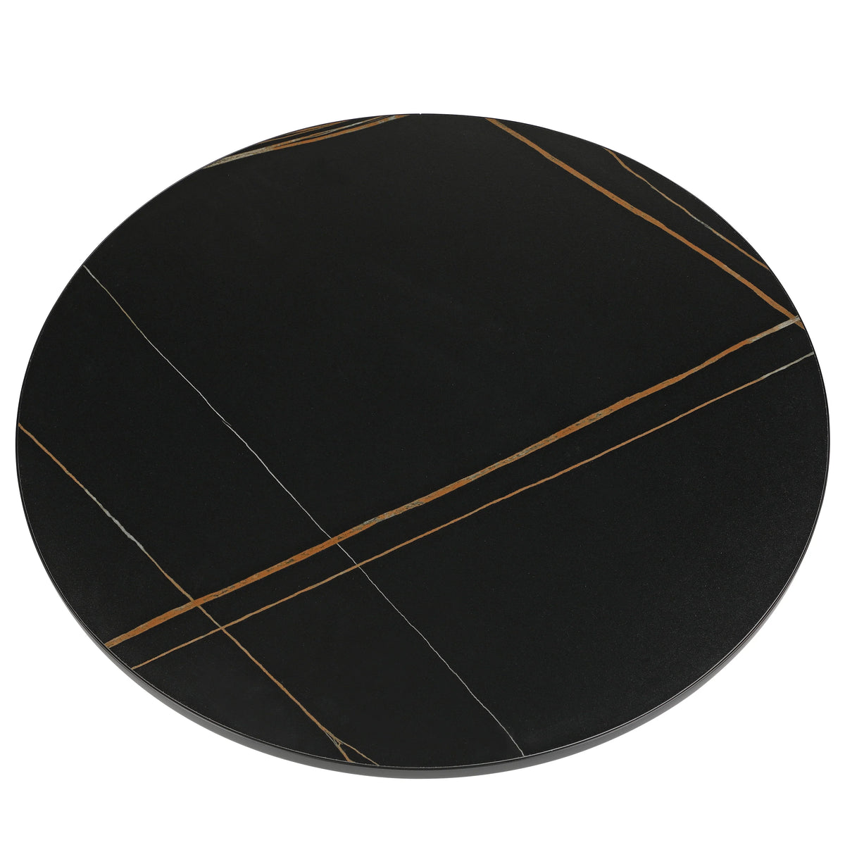 Tully Collection Coffee Table β Black/Gold Rim, Black Glass/Sintered Stone Top - Elax Furniture