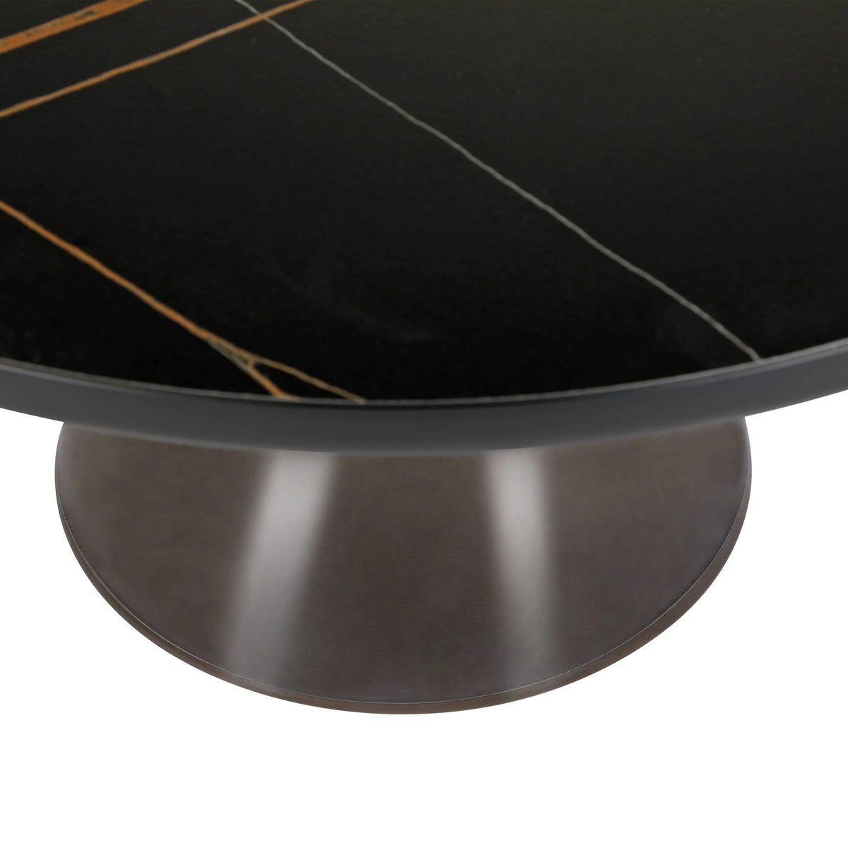 Tully Collection Coffee Table β Black/Gold Rim, Black Glass/Sintered Stone Top - Elax Furniture