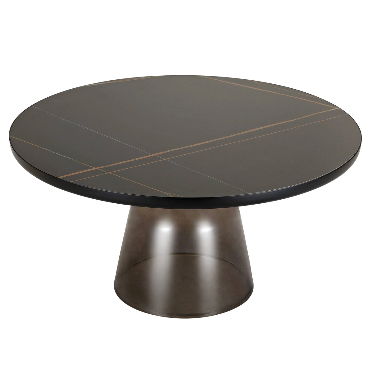 Tully Collection Coffee Table β Black/Gold Rim, Black Glass/Sintered Stone Top - Elax Furniture