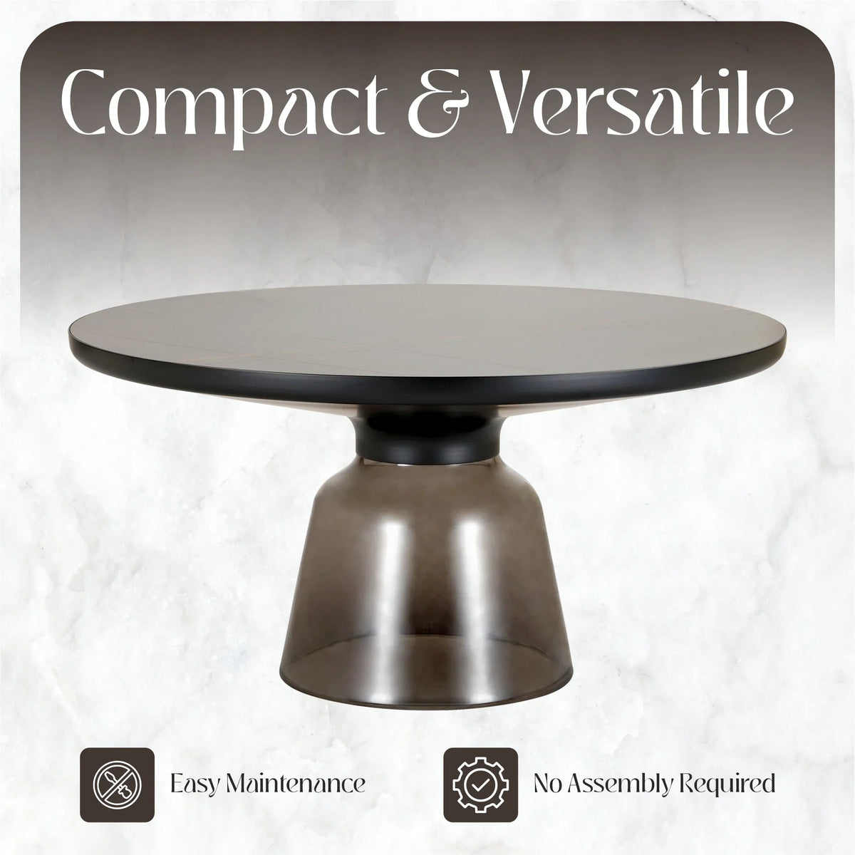 Tully Collection Coffee Table β Black/Gold Rim, Black Glass/Sintered Stone Top - Elax Furniture