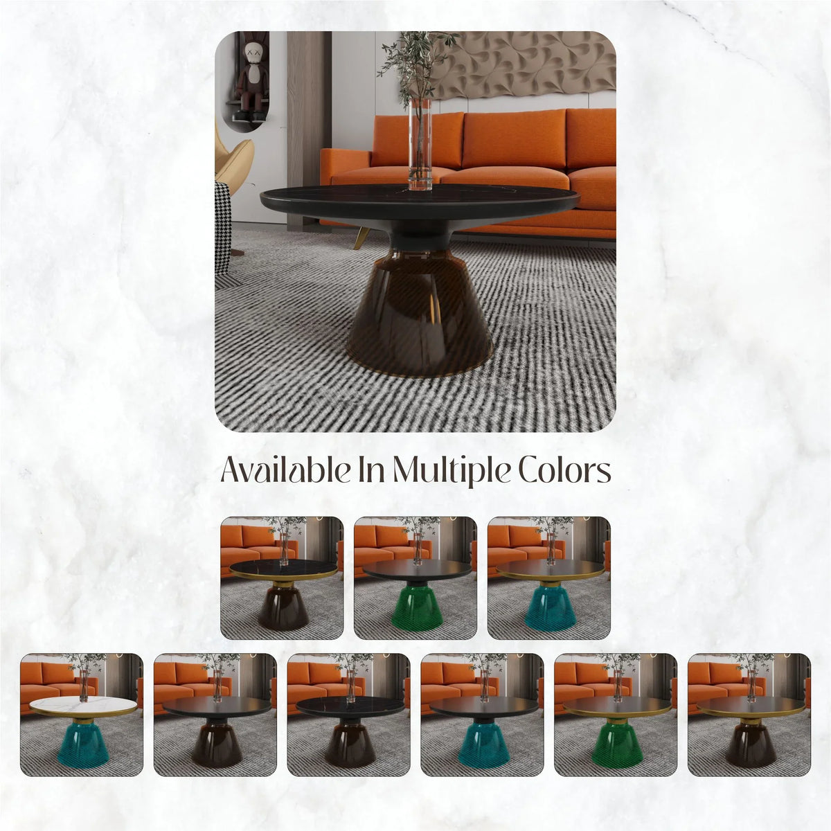 Tully Collection Coffee Table β Black/Gold Rim, Black Glass/Sintered Stone Top - Elax Furniture