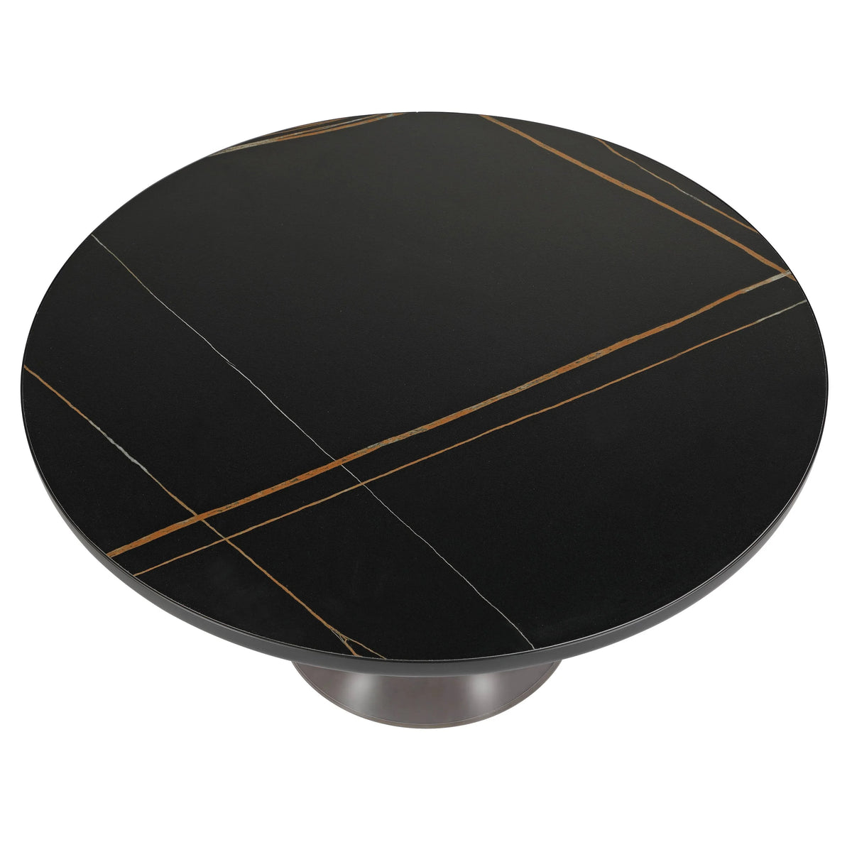 Tully Collection Coffee Table β Black/Gold Rim, Black Glass/Sintered Stone Top - Elax Furniture