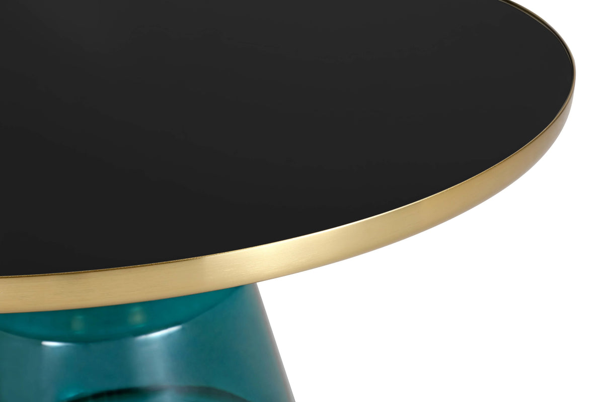 Tully Collection Coffee Table β Black/Gold Rim, Black Glass/Sintered Stone Top - Elax Furniture
