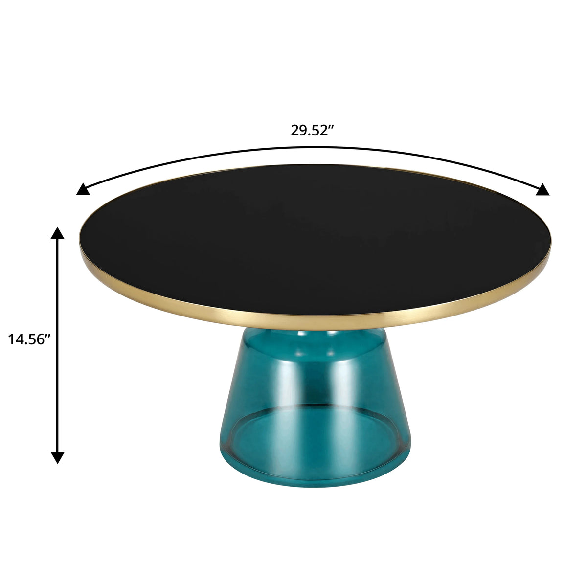 Tully Collection Coffee Table β Black/Gold Rim, Black Glass/Sintered Stone Top - Elax Furniture