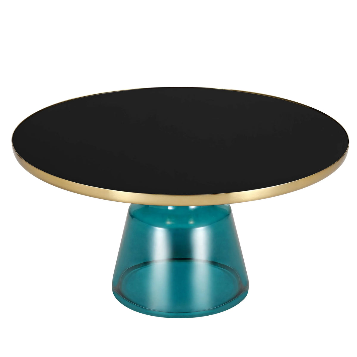 Tully Collection Coffee Table β Black/Gold Rim, Black Glass/Sintered Stone Top - Elax Furniture