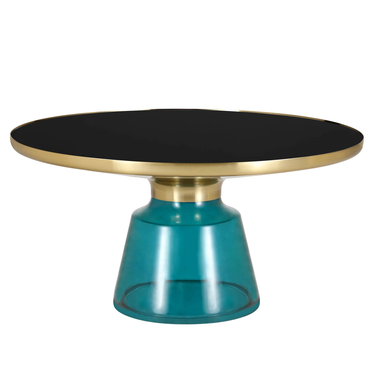 Tully Collection Coffee Table β Black/Gold Rim, Black Glass/Sintered Stone Top - Elax Furniture