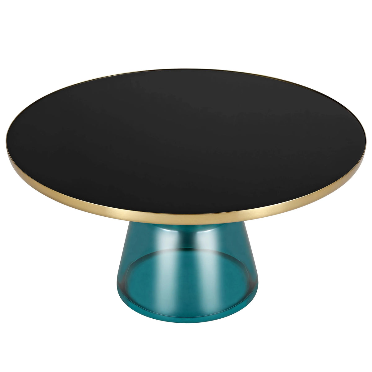 Tully Collection Coffee Table β Black/Gold Rim, Black Glass/Sintered Stone Top - Elax Furniture