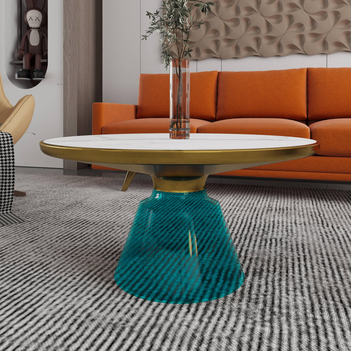 Tully Collection Coffee Table β Black/Gold Rim, Black Glass/Sintered Stone Top - Elax Furniture