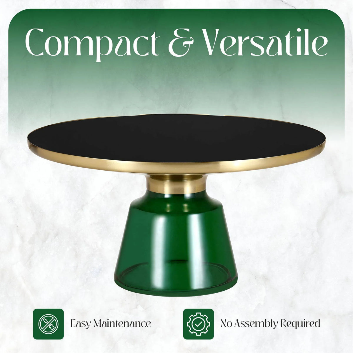 Tully Collection Coffee Table β Black/Gold Rim, Black Glass/Sintered Stone Top - Elax Furniture