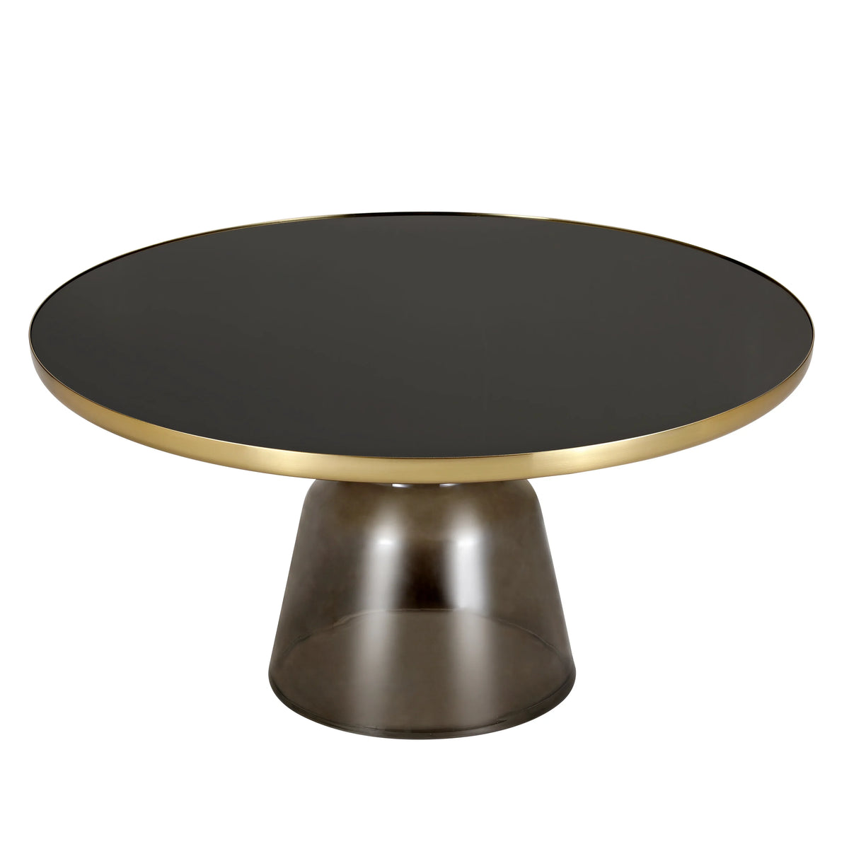 Tully Collection Coffee Table β Black/Gold Rim, Black Glass/Sintered Stone Top - Elax Furniture