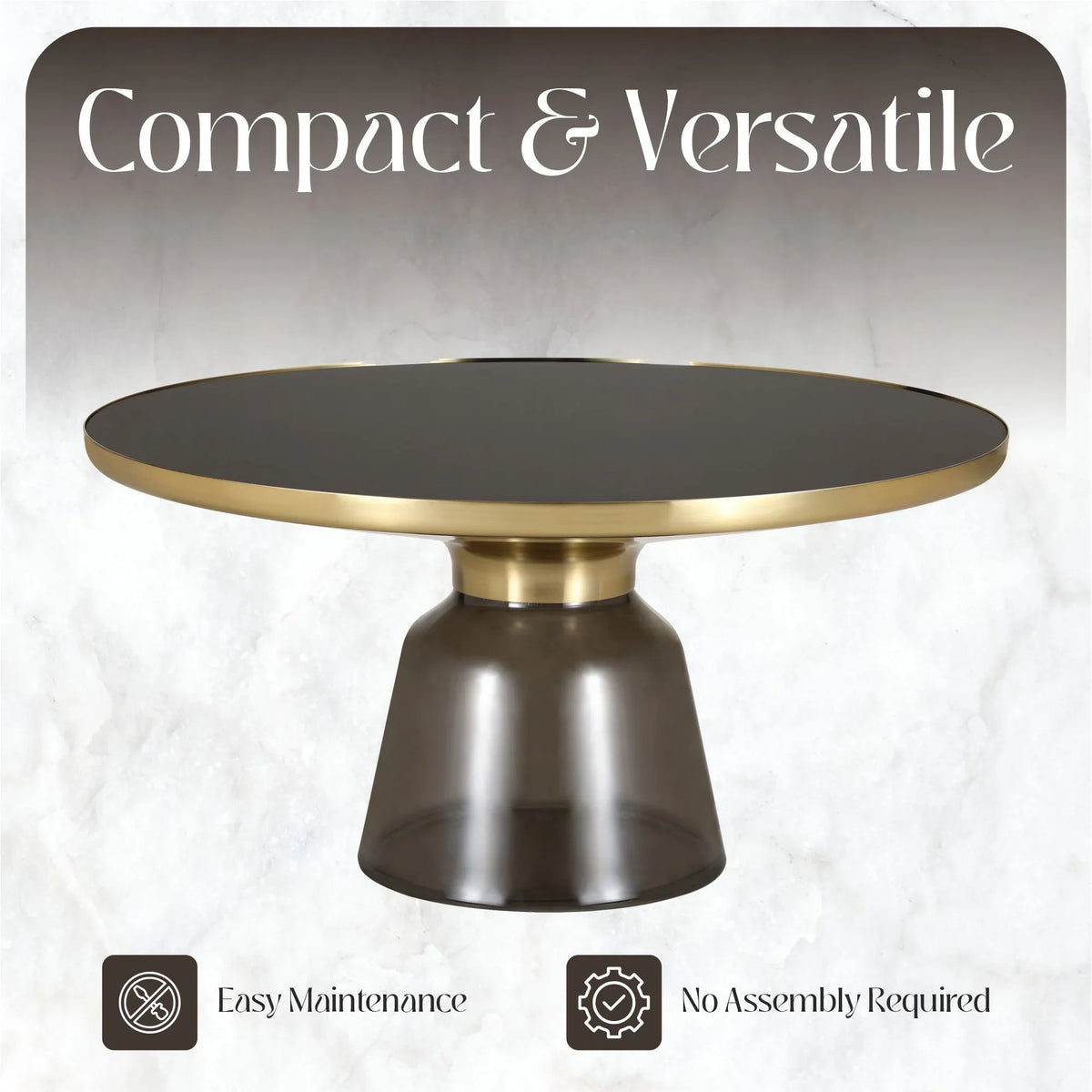 Tully Collection Coffee Table β Black/Gold Rim, Black Glass/Sintered Stone Top - Elax Furniture