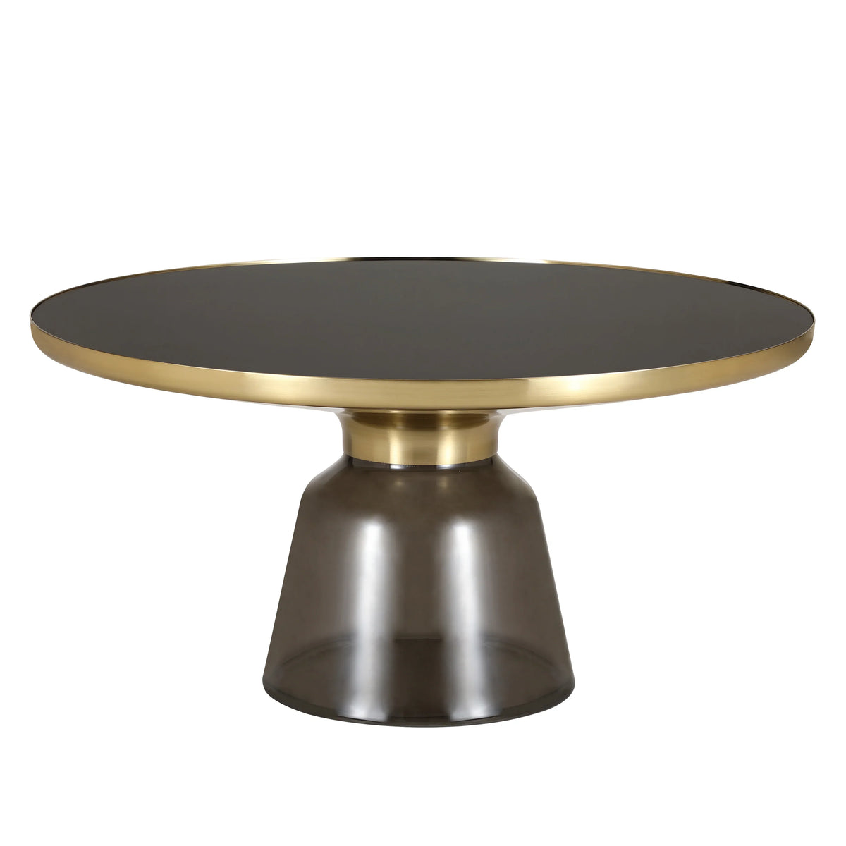 Tully Collection Coffee Table β Black/Gold Rim, Black Glass/Sintered Stone Top - Elax Furniture