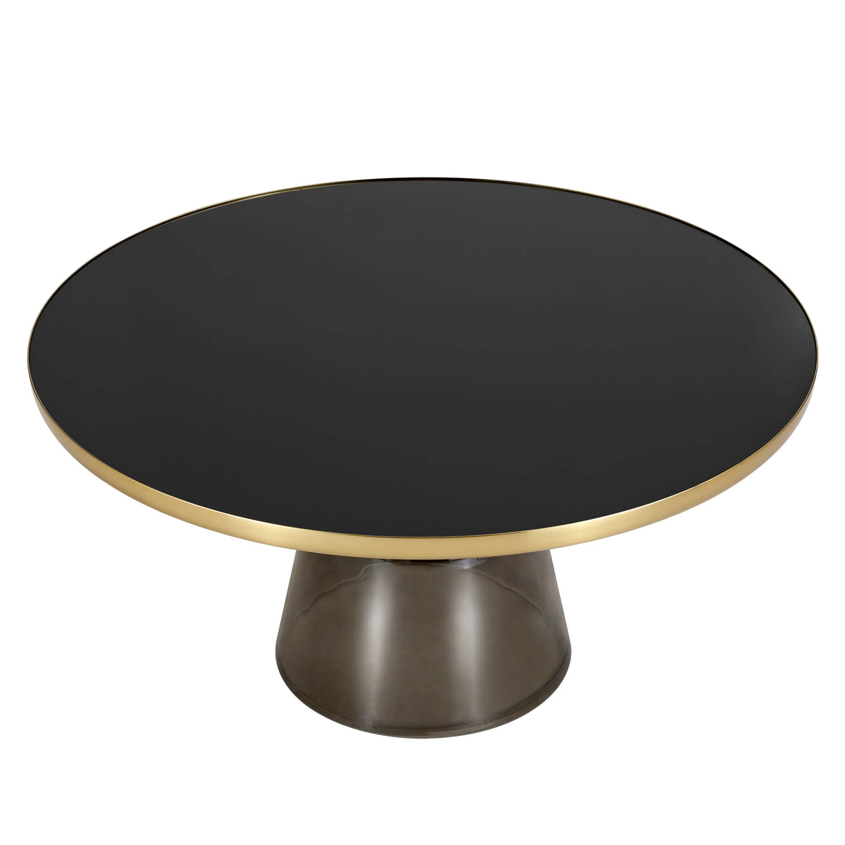 Tully Collection Coffee Table β Black/Gold Rim, Black Glass/Sintered Stone Top - Elax Furniture
