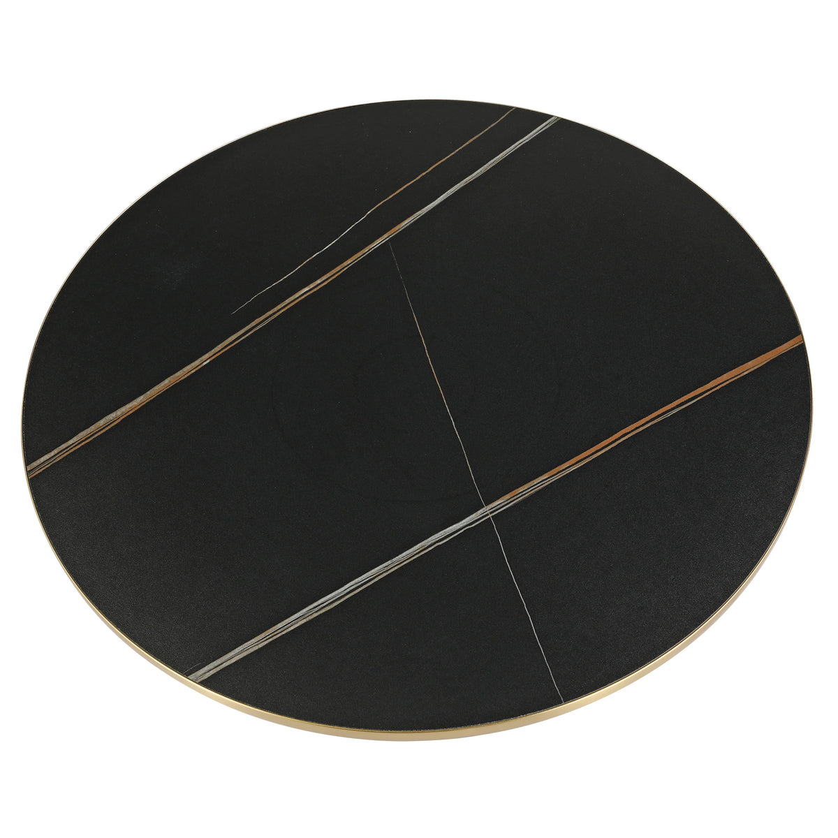 Tully Collection Coffee Table β Black/Gold Rim, Black Glass/Sintered Stone Top - Elax Furniture