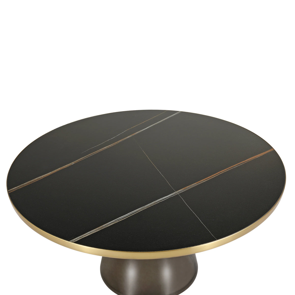 Tully Collection Coffee Table β Black/Gold Rim, Black Glass/Sintered Stone Top - Elax Furniture