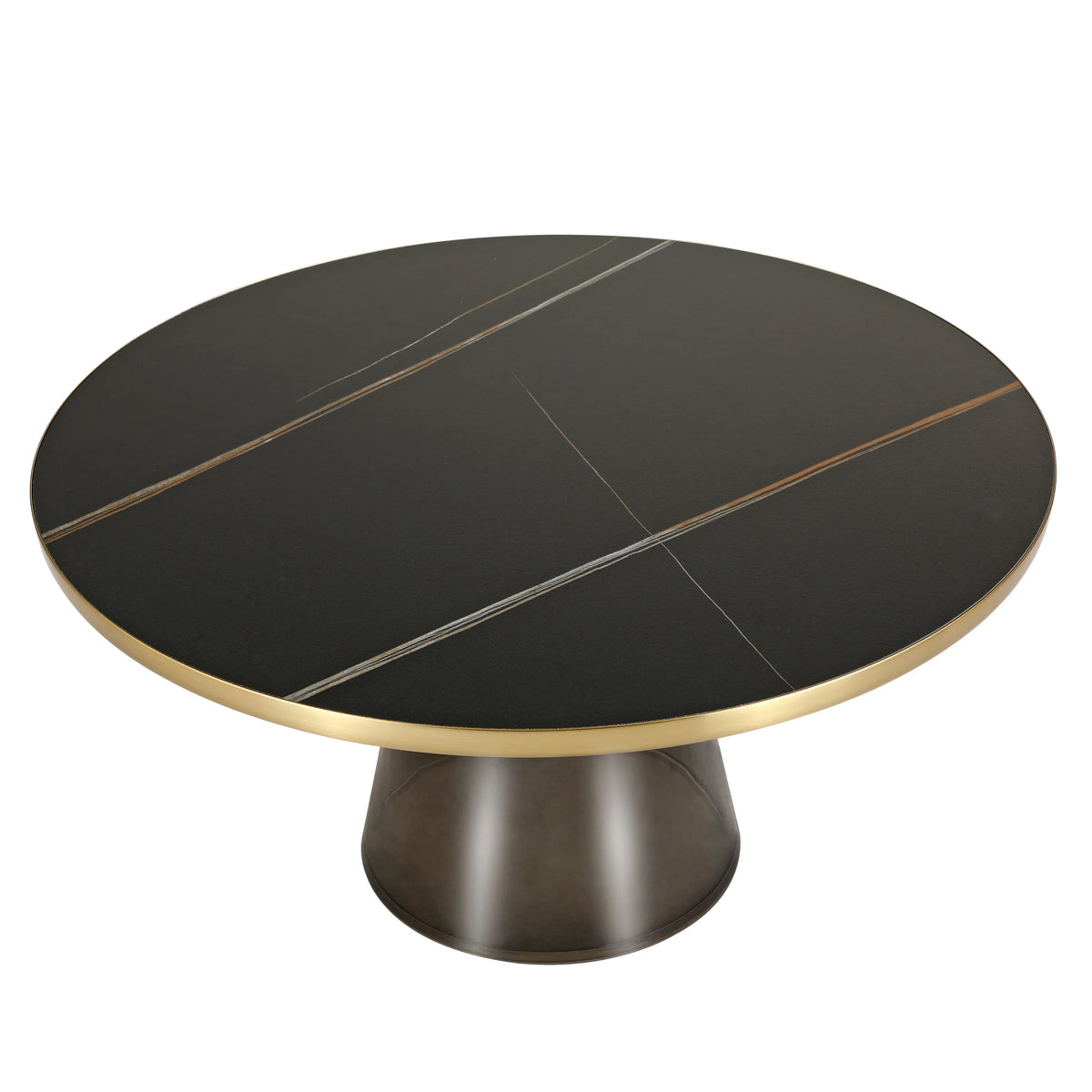 Tully Collection Coffee Table β Black/Gold Rim, Black Glass/Sintered Stone Top - Elax Furniture
