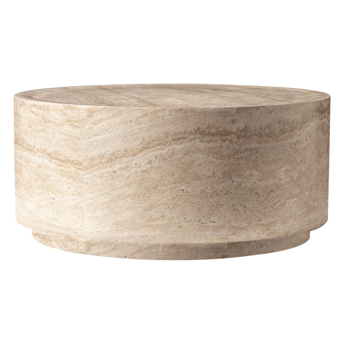 Terra 36" Round Coffee Table in Fiberstone for Indoor and Outdoor Travertine Coffee Table LeisureMod