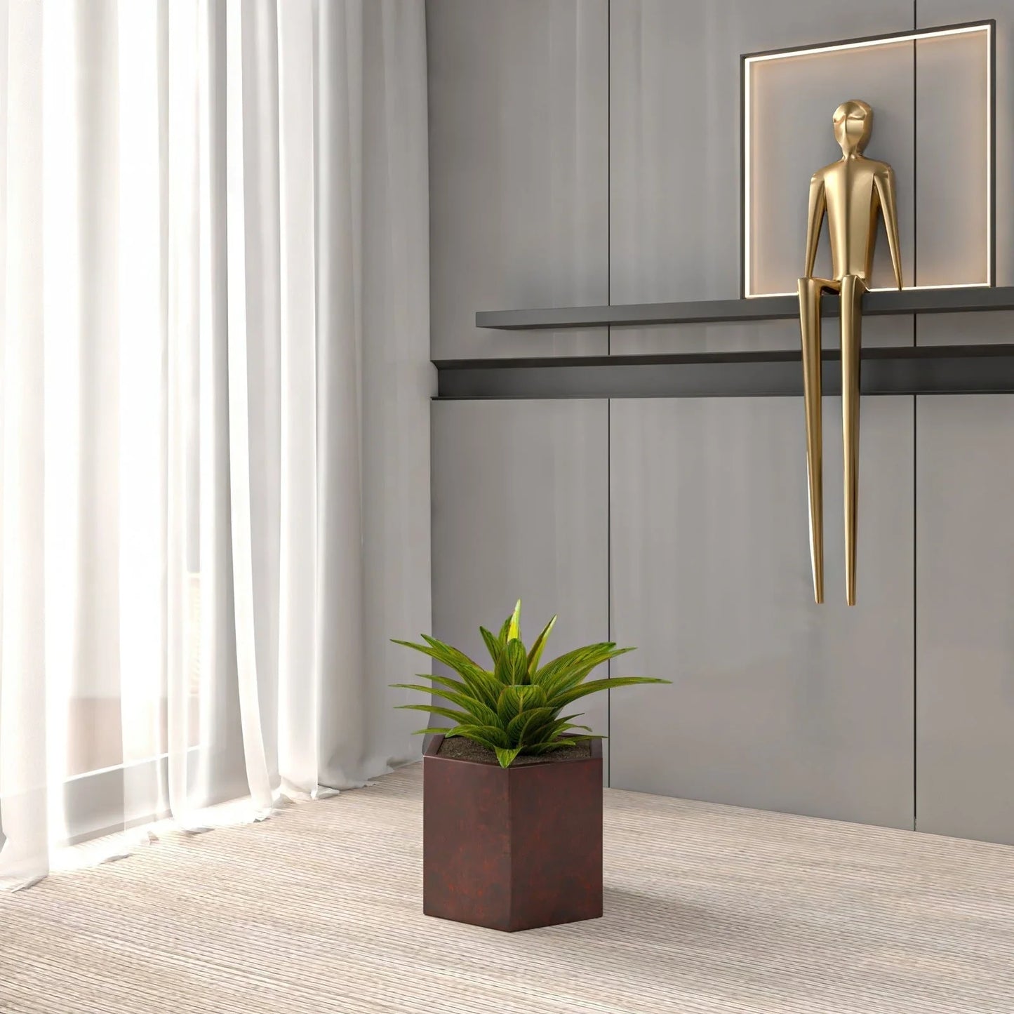 Thicket Modern Fiberstone Planter - Hexagon Design Weather Resistant Plant Pot - Elax Furniture