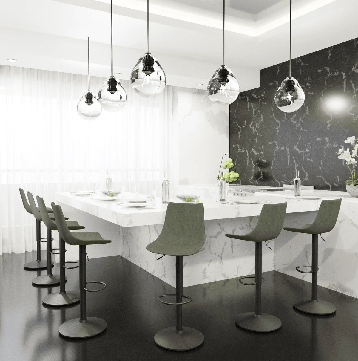 Tilbury Modern Adjustable Bar Stool with Footrest and 360-Degree Swivel - Elax Furniture
