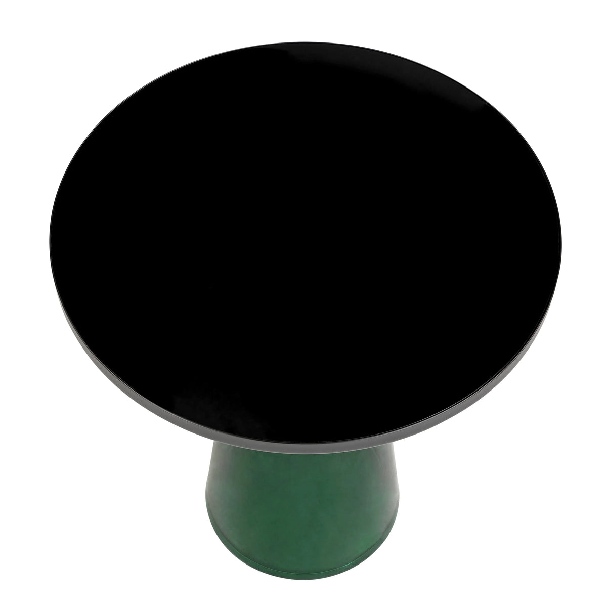 Tully 19-Inch Round Glass/Stone Side Table with Iron Rim Frame and Glass Base - Elax Furniture