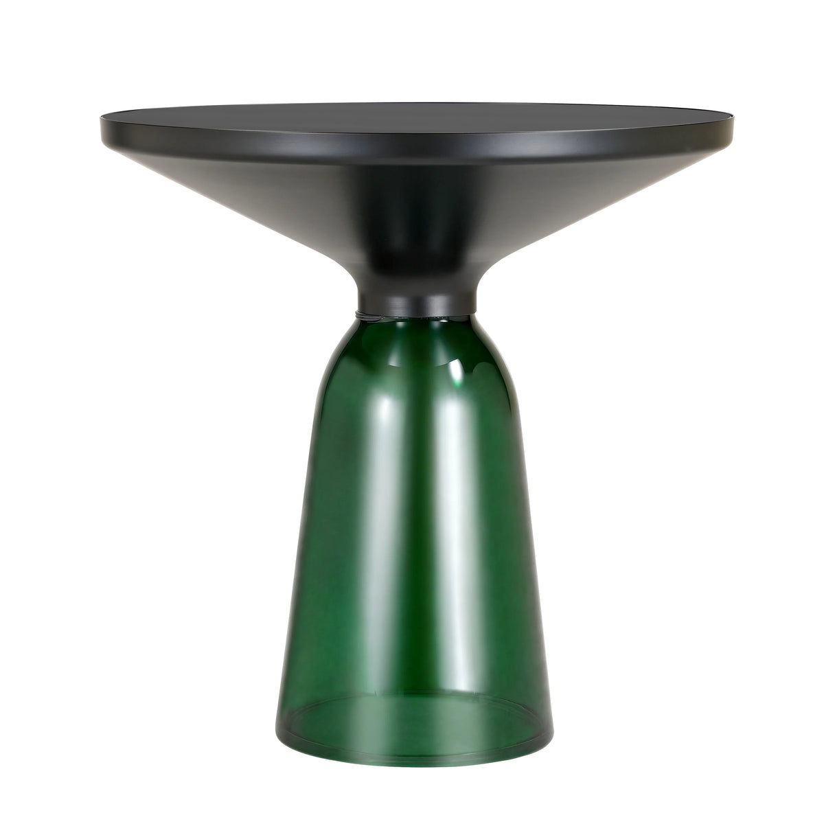 Tully 19-Inch Round Glass/Stone Side Table with Iron Rim Frame and Glass Base - Elax Furniture