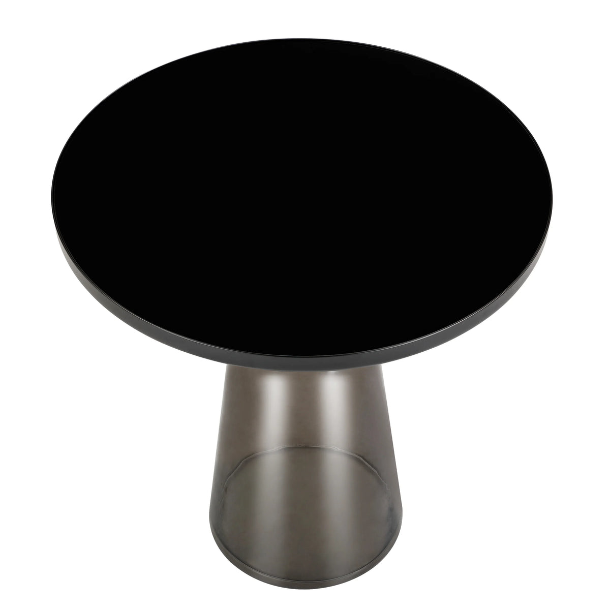 Tully 19-Inch Round Glass/Stone Side Table with Iron Rim Frame and Glass Base - Elax Furniture
