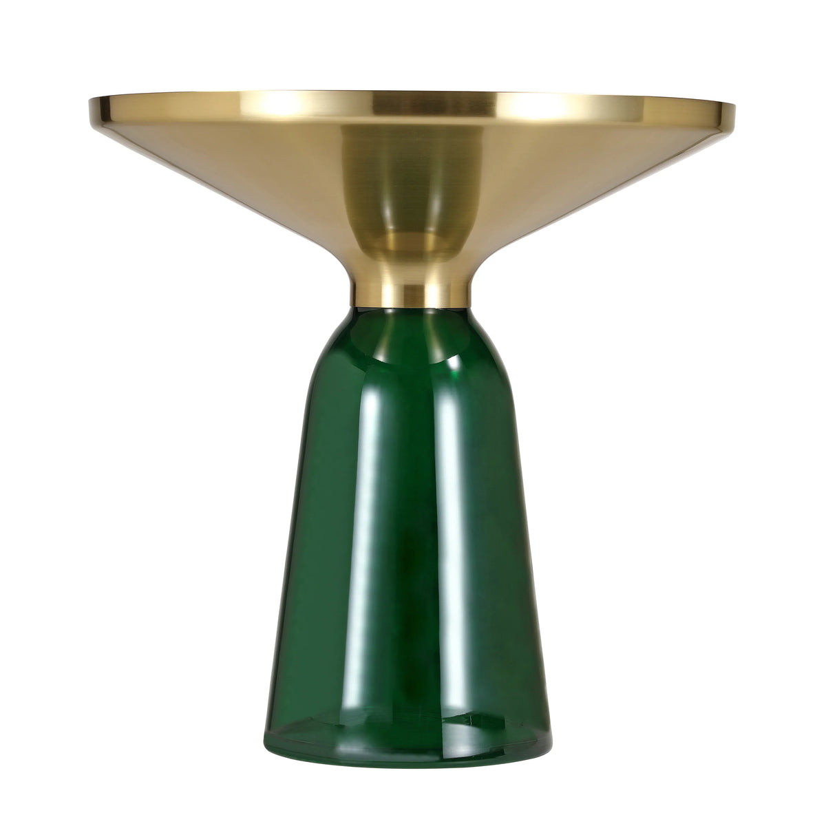 Tully 19-Inch Round Glass/Stone Side Table with Iron Rim Frame and Glass Base - Elax Furniture