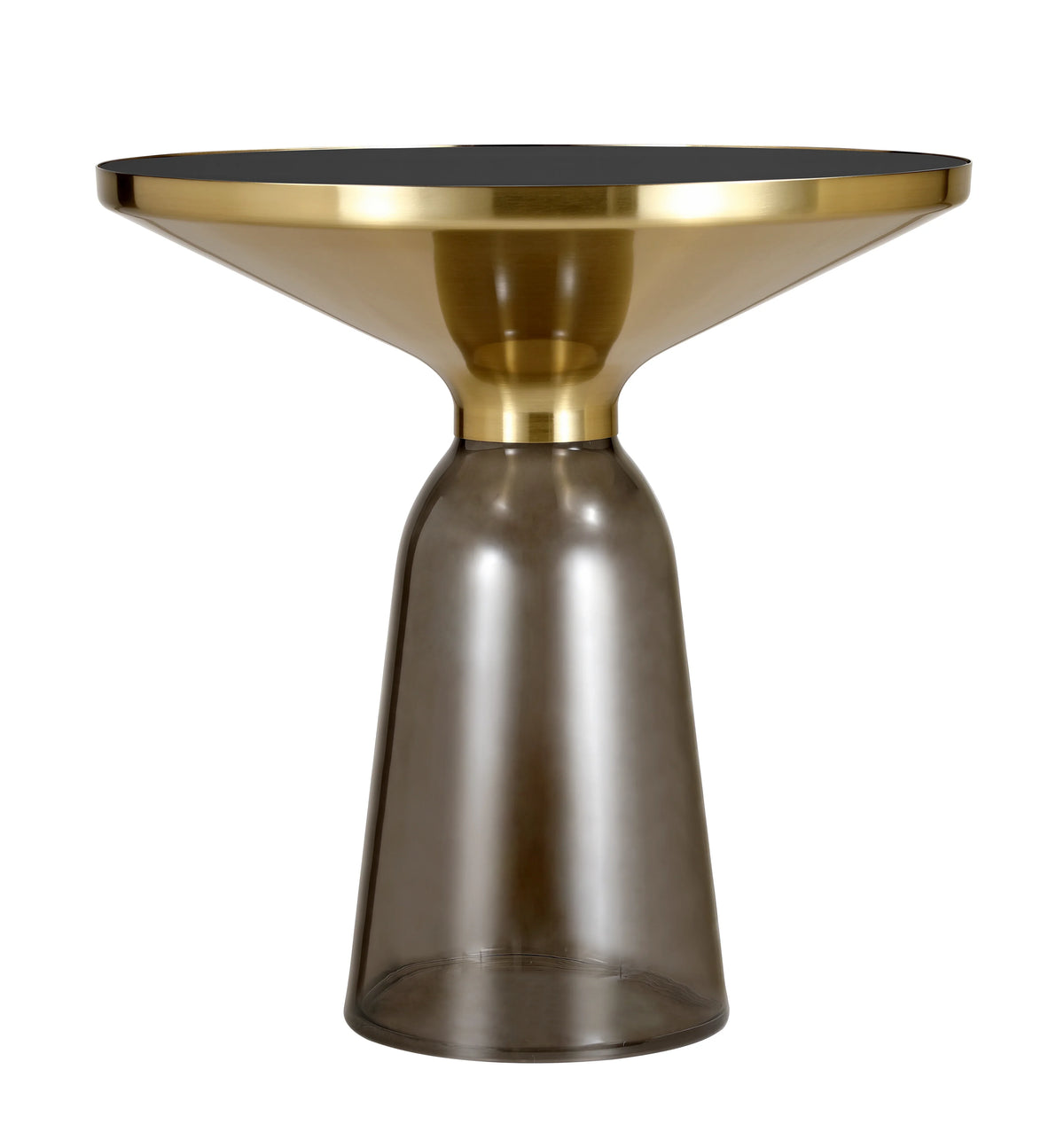 Tully 19-Inch Round Glass/Stone Side Table with Iron Rim Frame and Glass Base - Elax Furniture