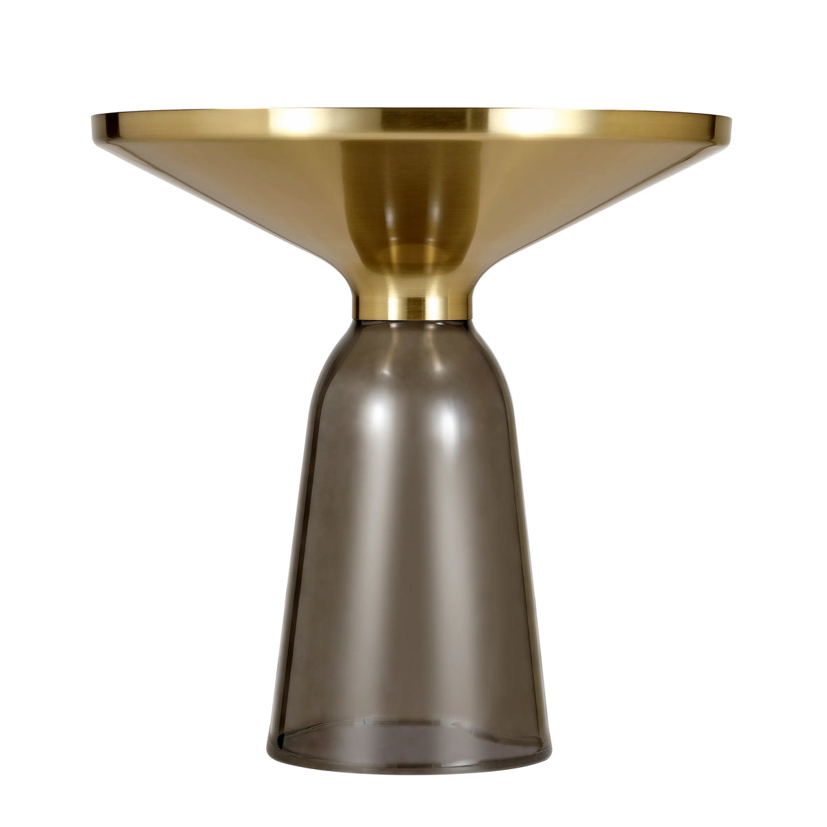 Tully 19-Inch Round Glass/Stone Side Table with Iron Rim Frame and Glass Base - Elax Furniture