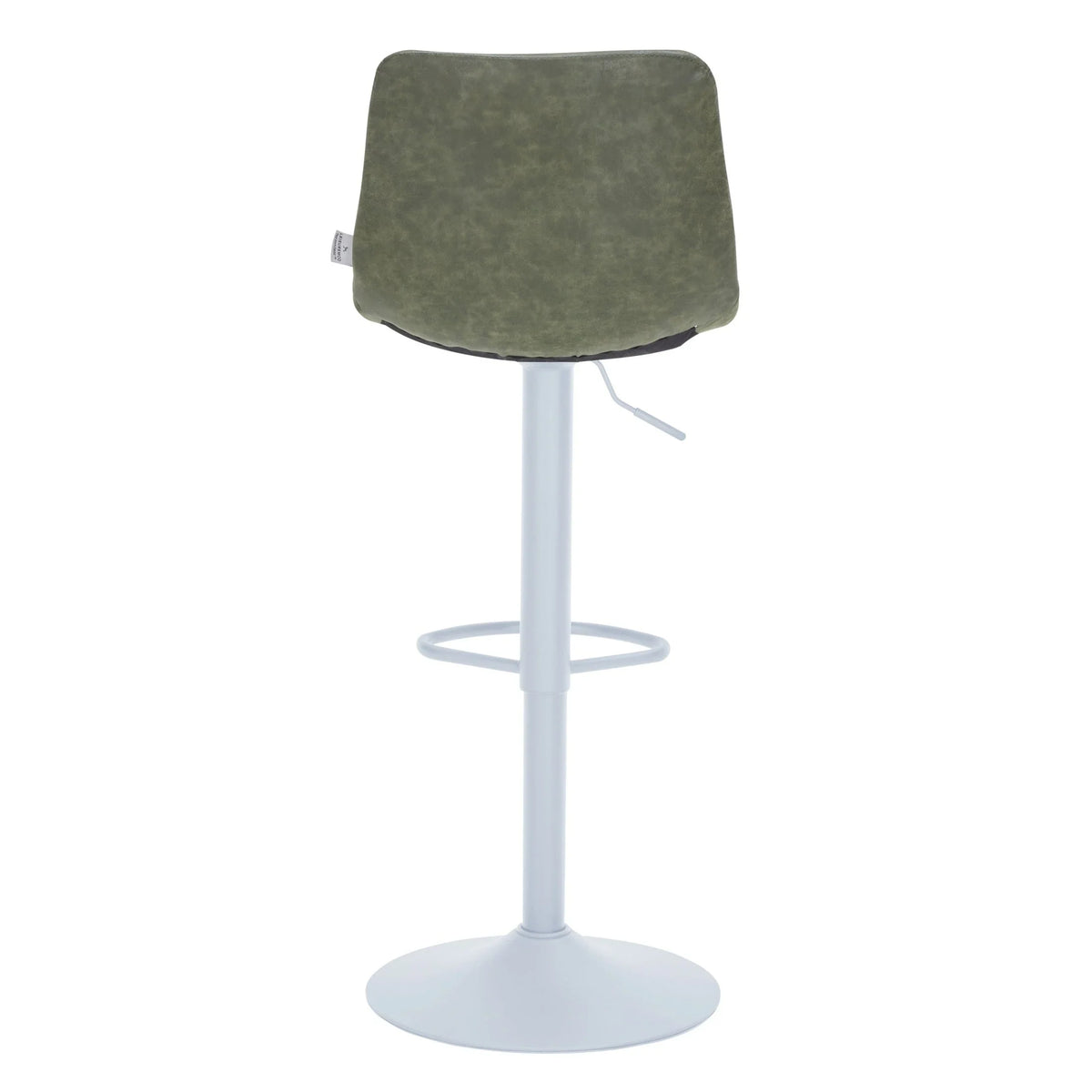 Tilbury Adjustable Height Bar Stool with Leather Upholstery in White Iron with Footrest - Elax Furniture