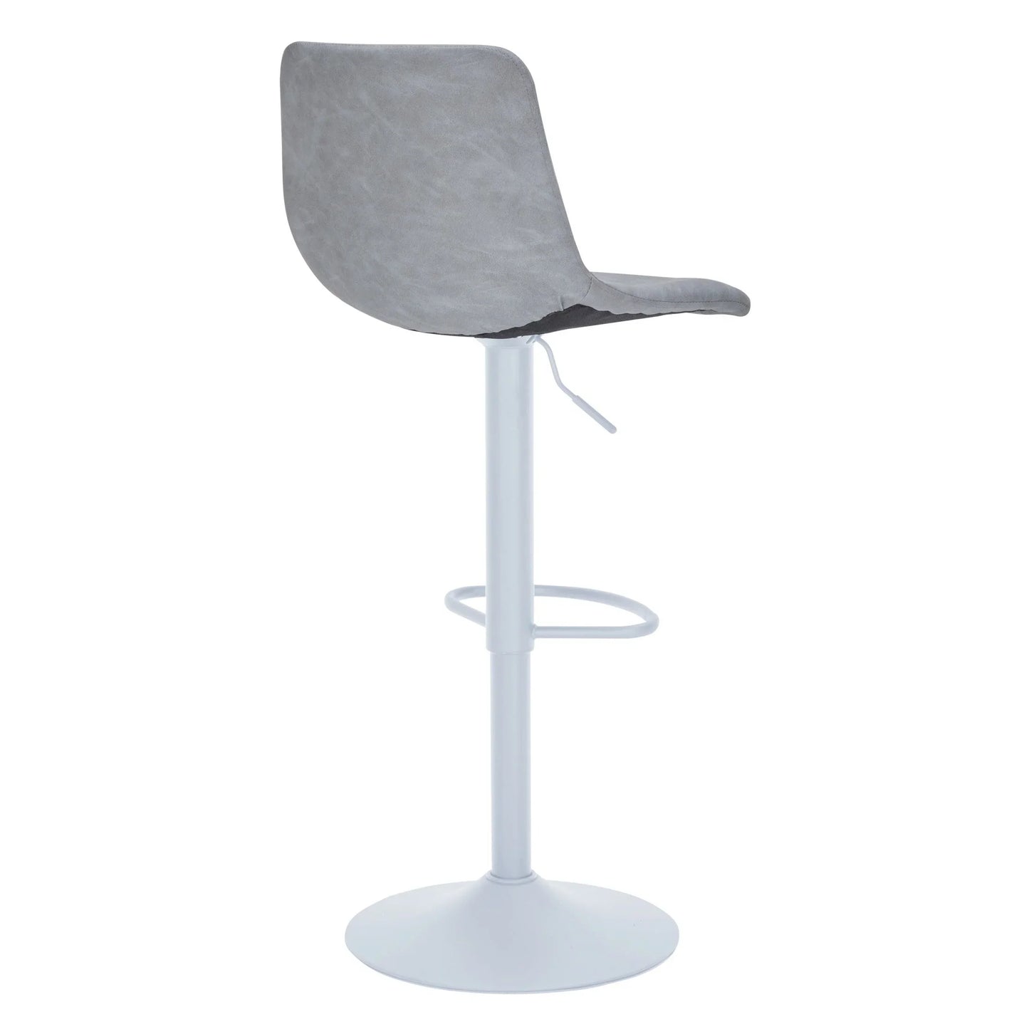 Tilbury Adjustable Height Bar Stool with Leather Upholstery in White Iron with Footrest - Elax Furniture
