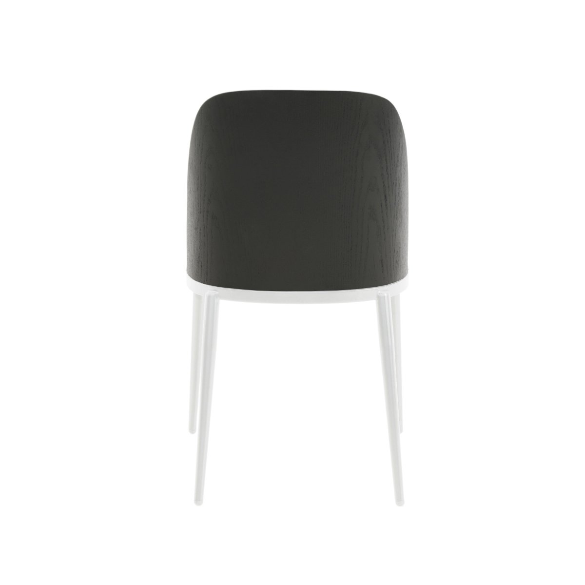Tule Dining Side Chair with Upholstered Seat and Powder-Coated Steel Frame White Black and White Dining Chair Leisuremod